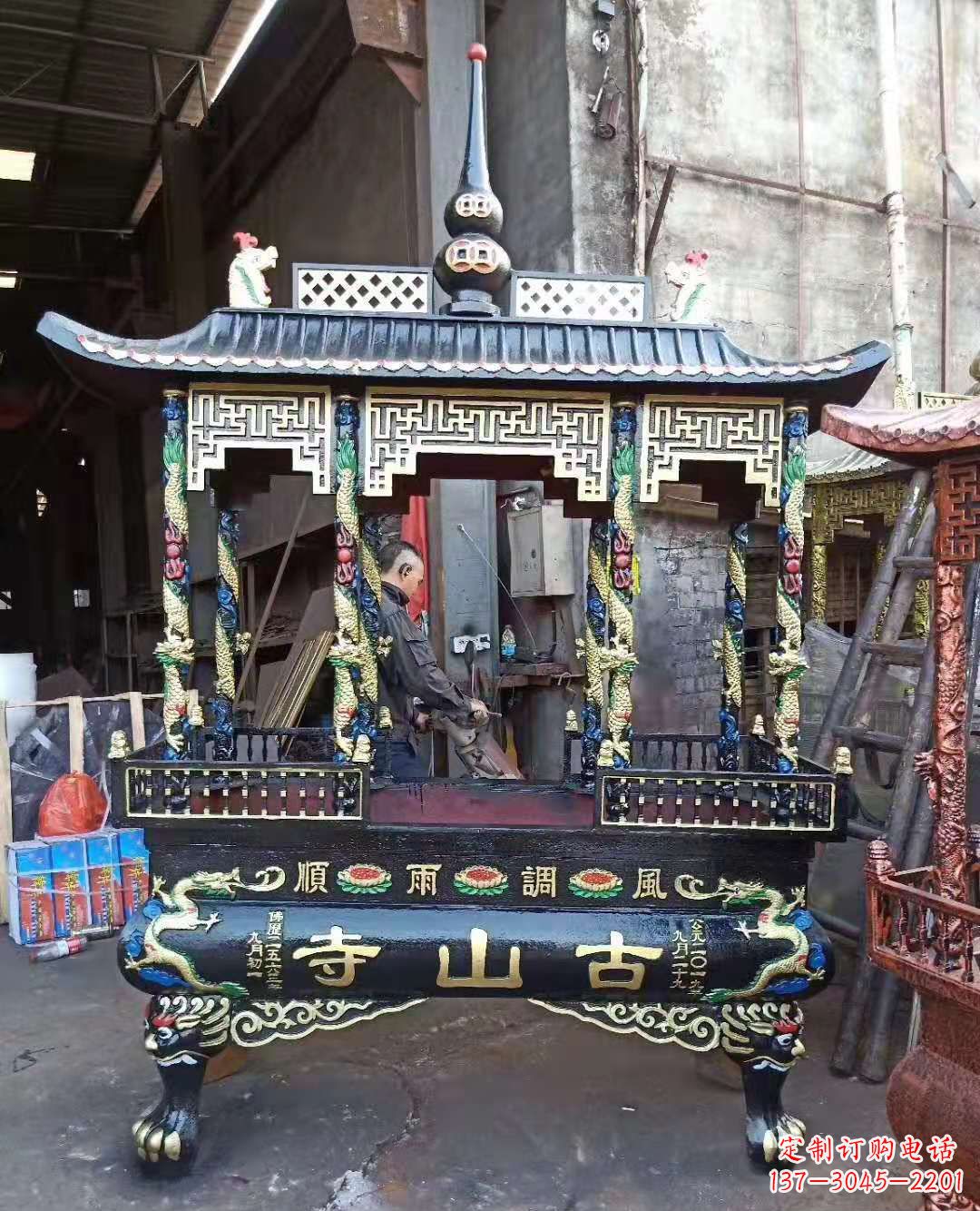 张家口铜雕香炉寺庙景观雕塑