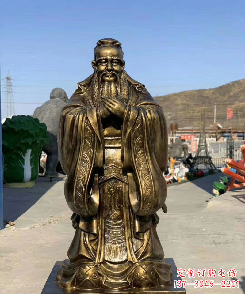 张家口铜雕学校孔子人物雕塑