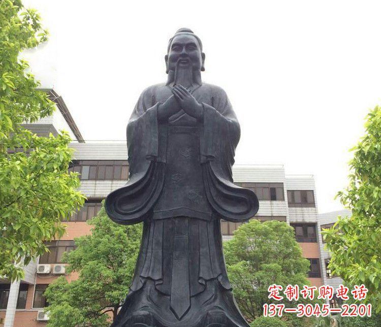 张家口铜雕学校孔子圣人雕塑摆件