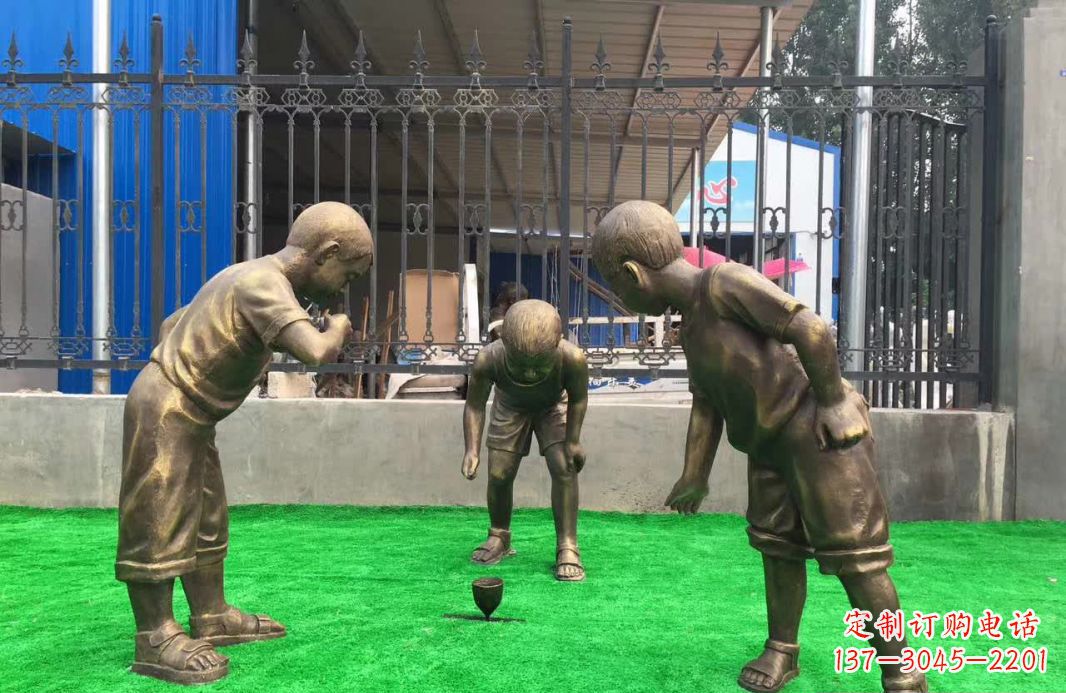 张家口玩陀螺儿童铜雕塑