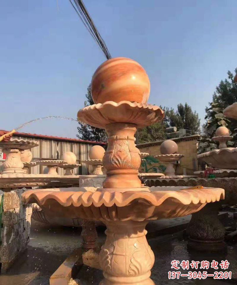 张家口晚霞红风水球雕塑别墅庭院景观雕塑 