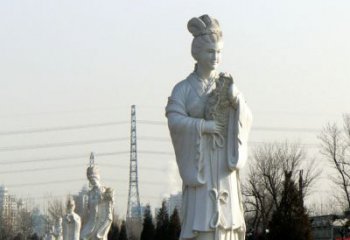 张家口十二花神汉白玉古风美女石雕像