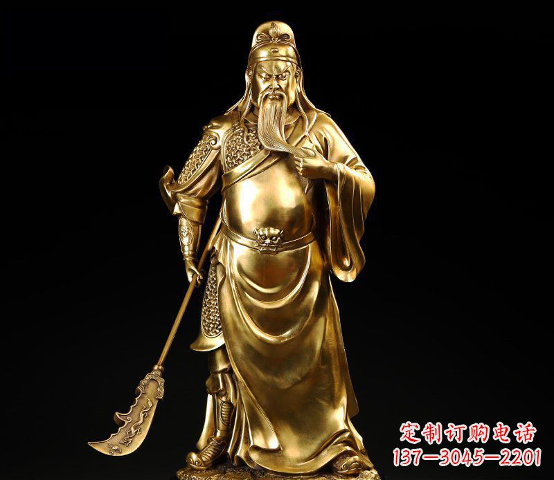 张家口武圣握刀关公铜雕