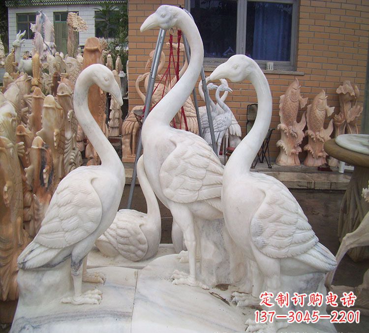张家口仙鹤衔树枝 石雕