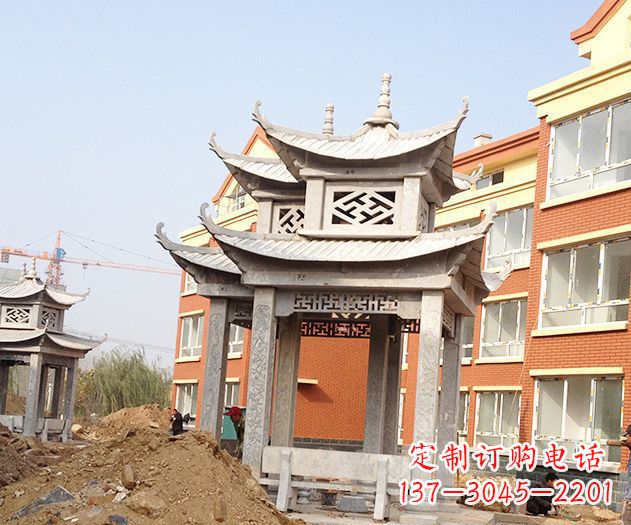 张家口小区景观大理石凉亭石雕