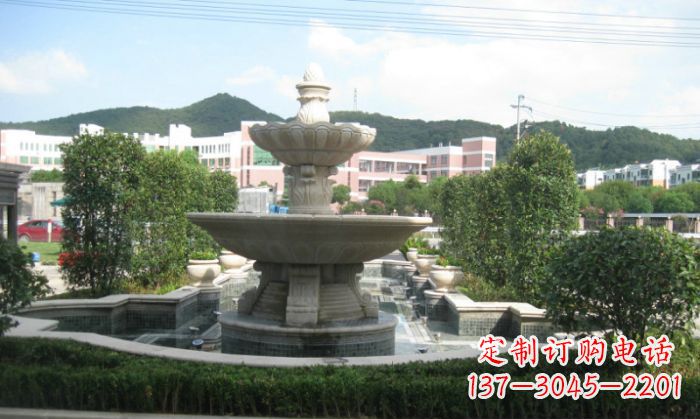 张家口小区景观大理石喷泉石雕 (2)