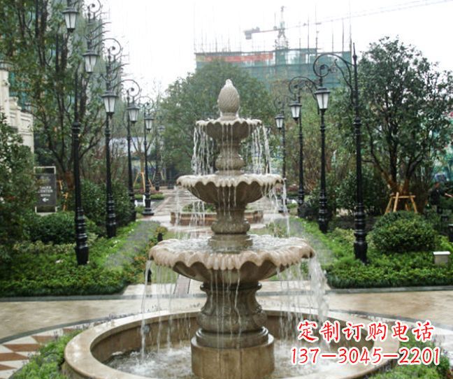 张家口小区景观大理石喷泉石雕 (4)