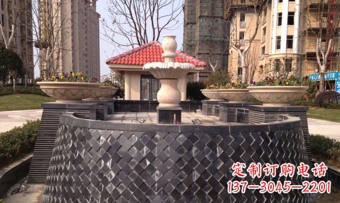 张家口小区景观大理石喷泉石雕 (3)