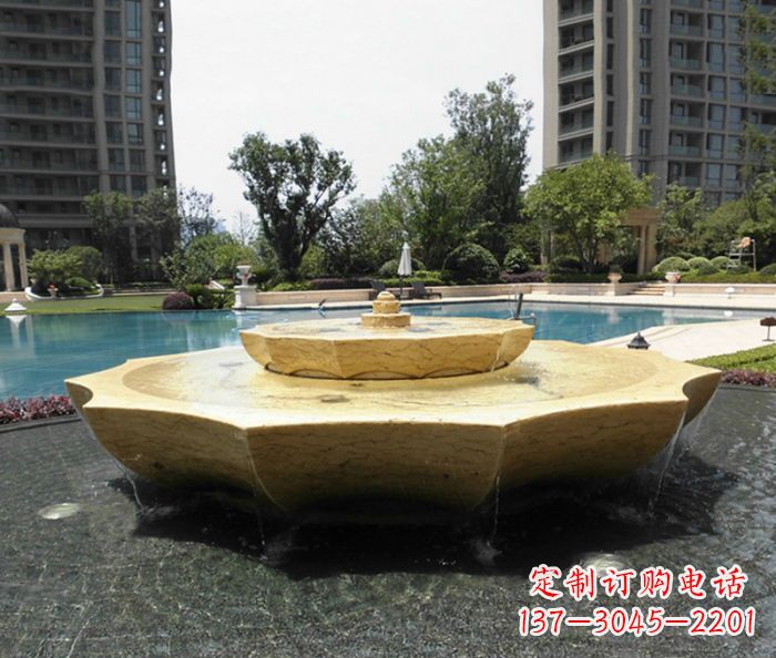 张家口小区景观大理石喷泉石雕 (6)