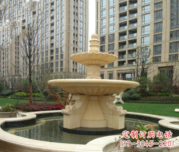 张家口小区景观大理石喷泉石雕 (8)