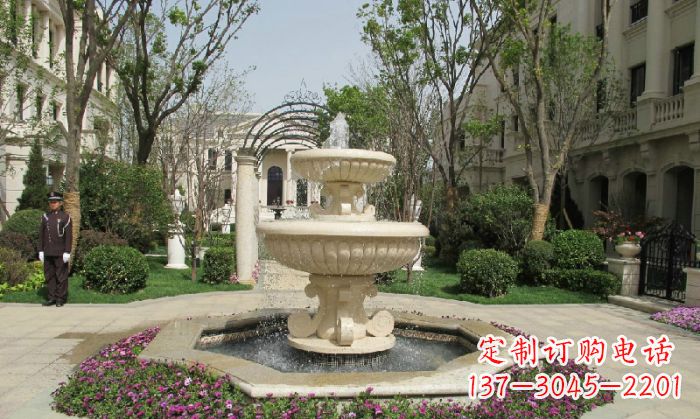 张家口小区景观大理石喷泉石雕 (7)