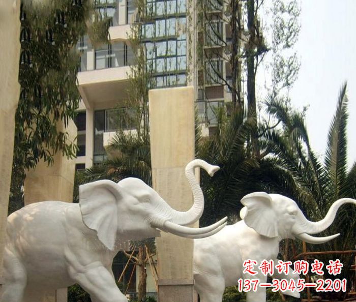张家口小区景观汉白玉大象石雕