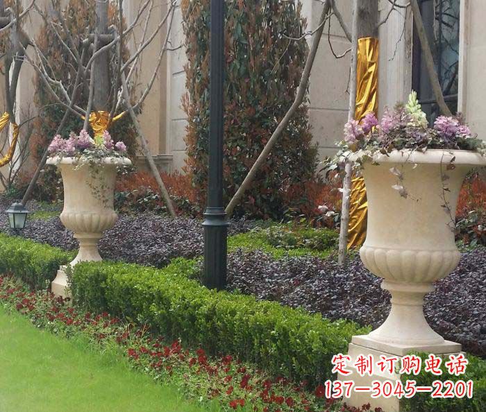 张家口小区景观汉白玉花盆石雕