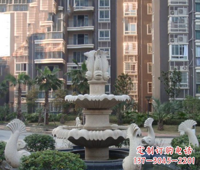 张家口小区景观鲤鱼喷泉石雕
