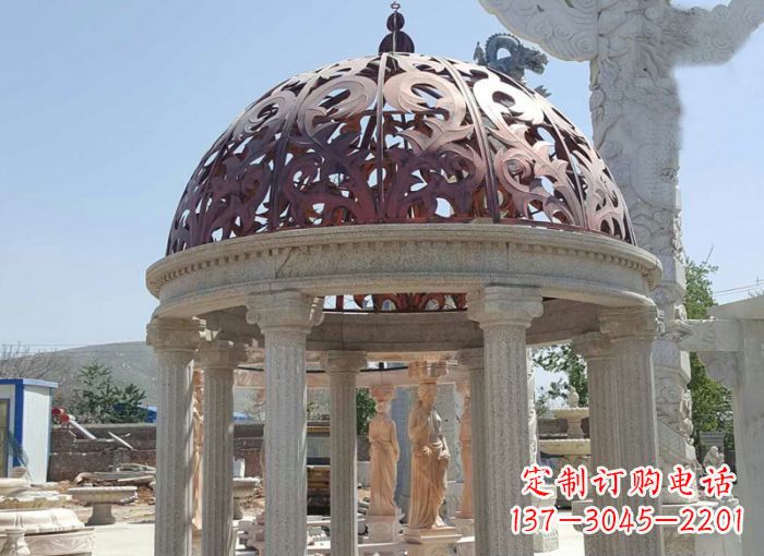 张家口小区欧式圆顶凉亭石雕 (3)