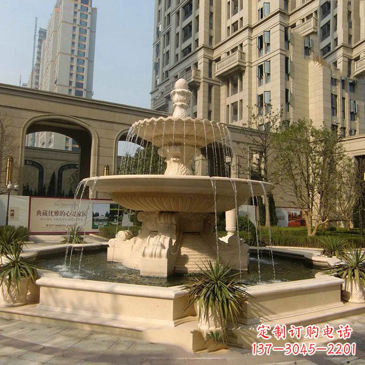 张家口小区庭院石雕欧式喷泉