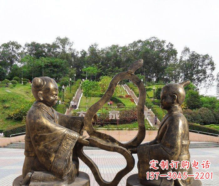 张家口校园抽象孔融让梨铜雕