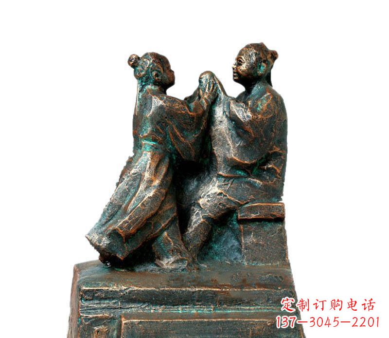 张家口校园古代孔融让梨人物铜雕