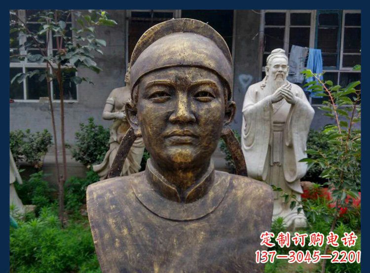 张家口校园古代名人毕昇铜雕