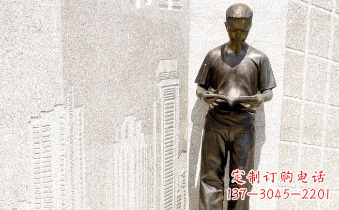 张家口校园看书的学生人物铜雕