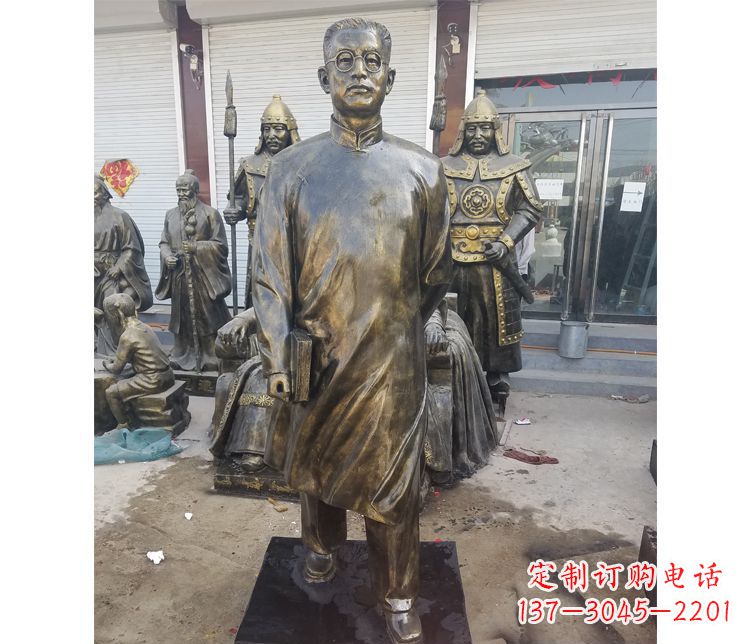 张家口校园名人立式陶行知铜雕