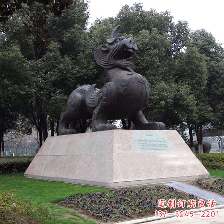 张家口獬豸神兽雕塑-公园上古神兽景观雕塑
