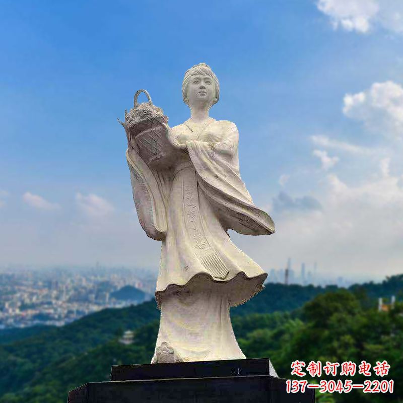 张家口虞姬景观石雕像-景区园林古代美女雕塑