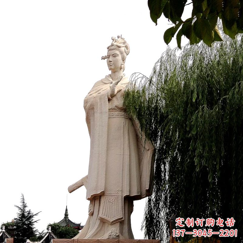 张家口虞姬砂岩石雕-景区园林古代人物著名美女雕像