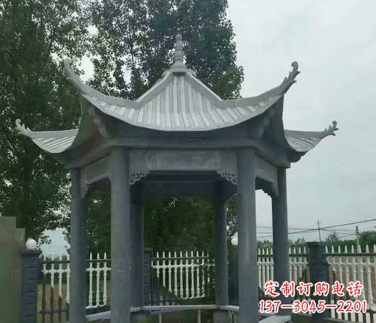 张家口园林仿古石凉亭景观石雕 (2)