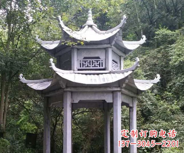 张家口园林仿古石凉亭景观石雕 (3)