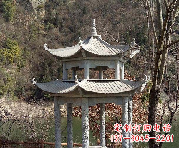 张家口园林仿古双层石雕凉亭