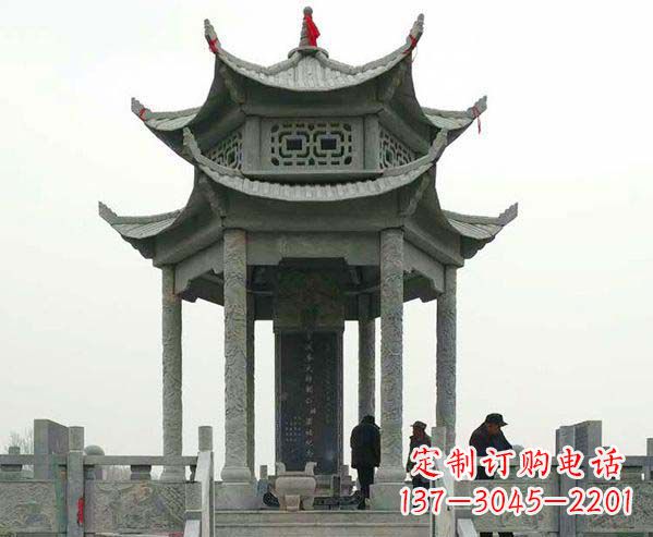 张家口园林仿古双层石凉亭景观石雕