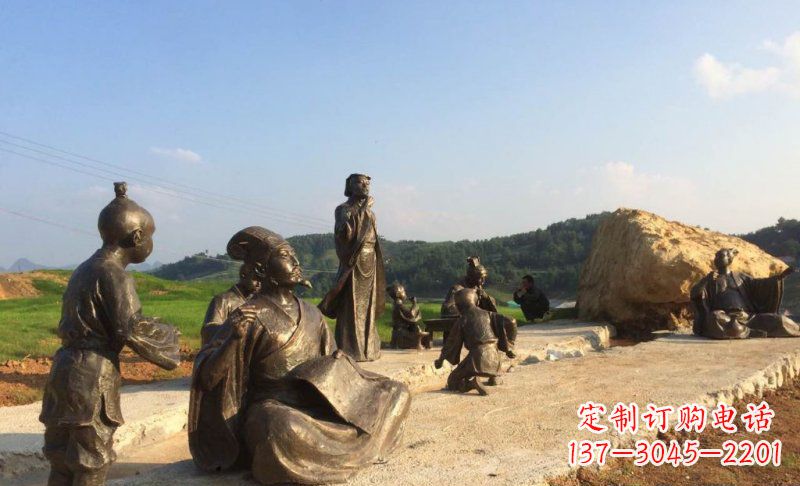张家口园林古代人物和玩耍的小孩小品铜雕