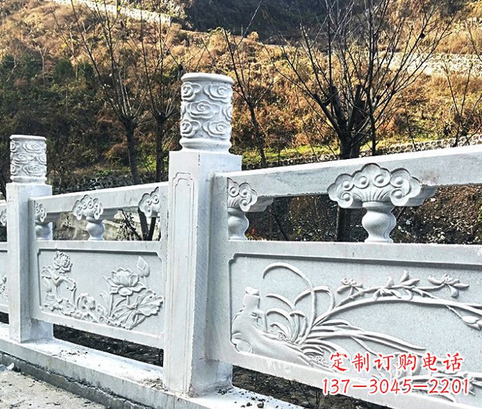张家口园林景观大理石栏板石雕 (7)