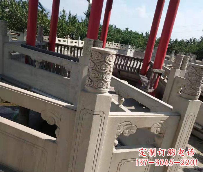张家口园林景观大理石桥栏板石雕 (3)