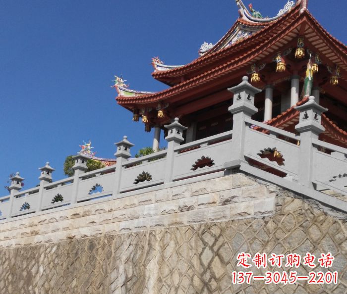 张家口园林景观大理石镂空莲花石栏板