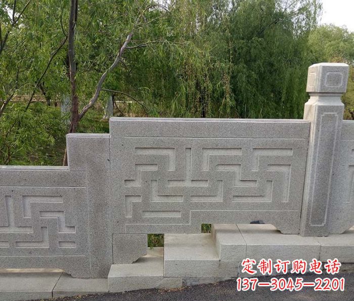 张家口园林景观大理石桥栏板石雕 (7)
