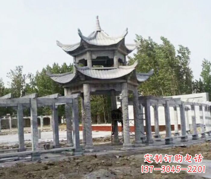 张家口园林景观多层凉亭石雕 (2)