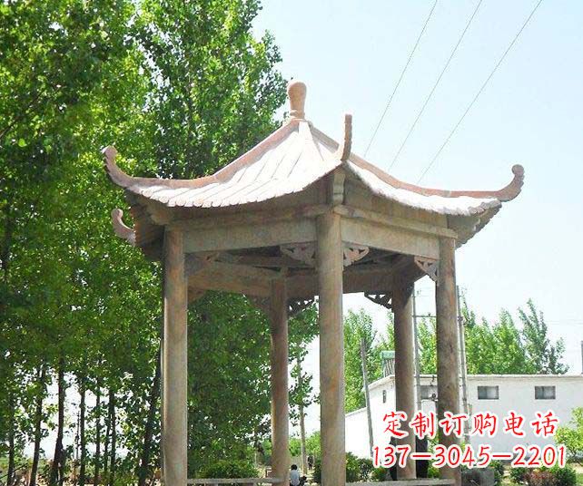 张家口园林景观单层石雕凉亭