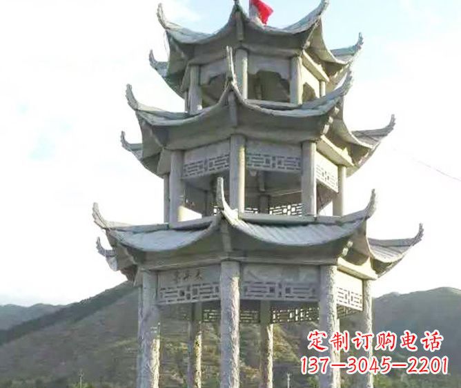 张家口园林景观多层凉亭石雕 (3)