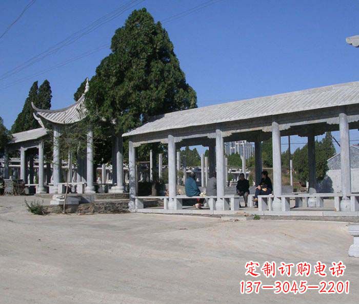 张家口园林景观仿古石雕长廊凉亭 (2)