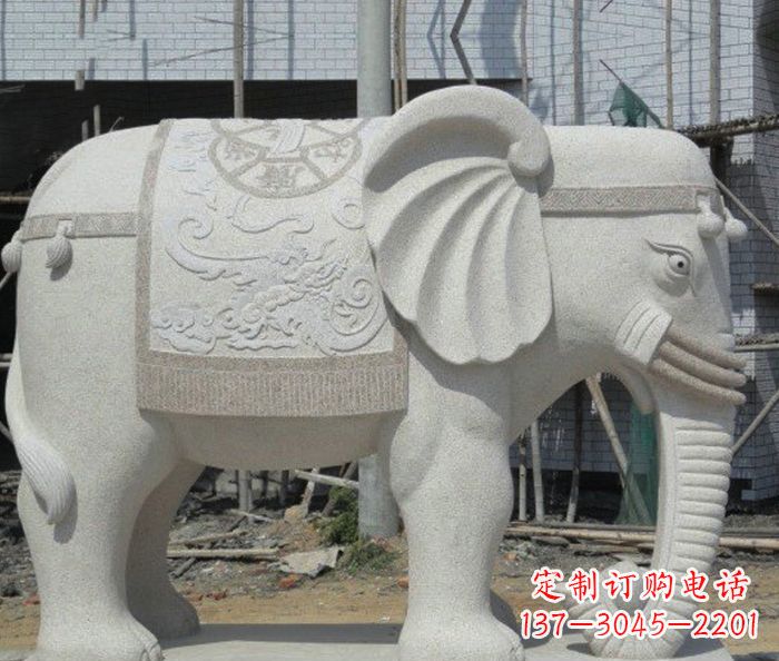 张家口园林景观驮宝大象石雕 (2)