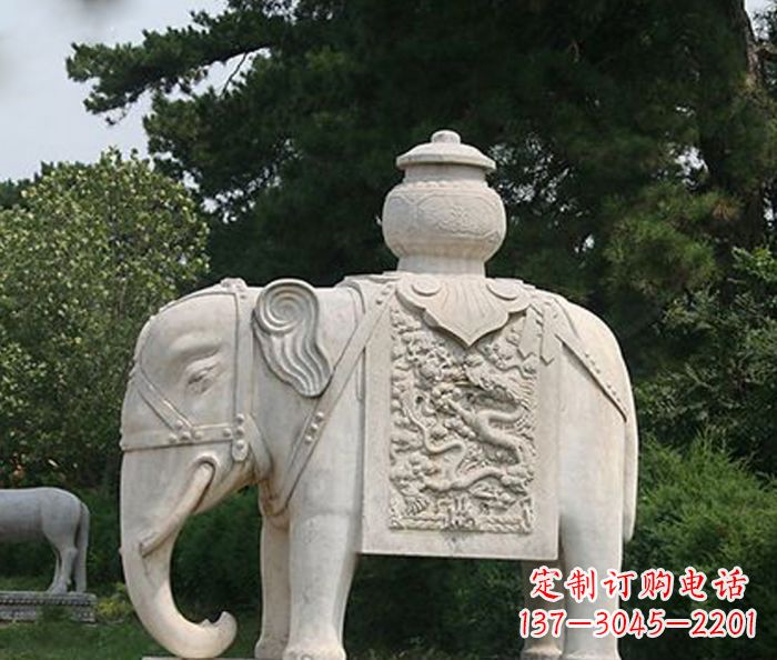 张家口园林景观驮宝大象石雕