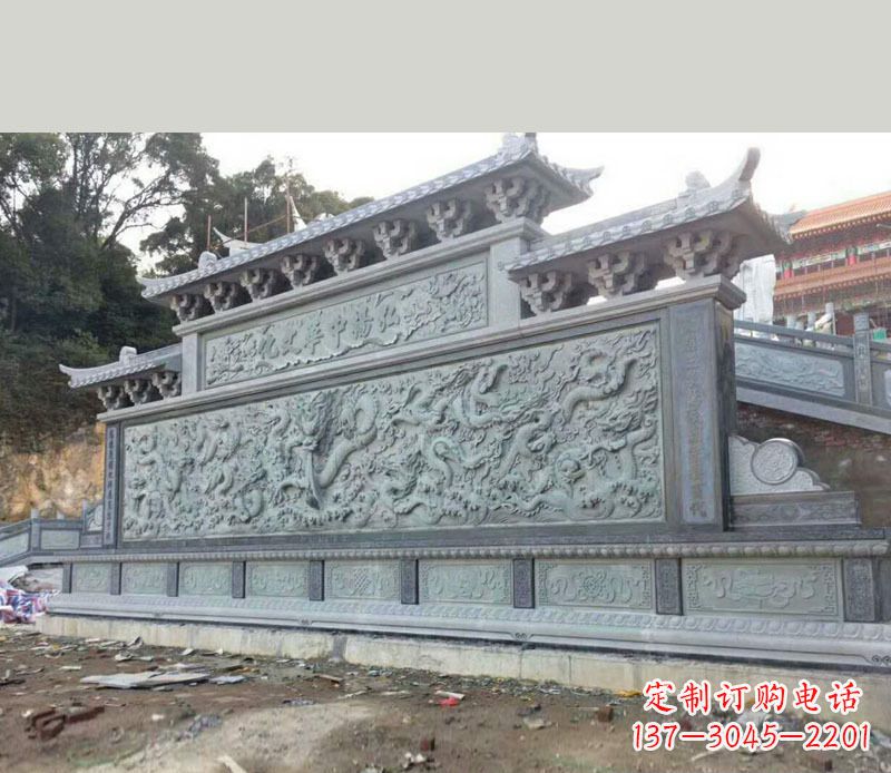 张家口园林九龙壁景观石雕 (2)