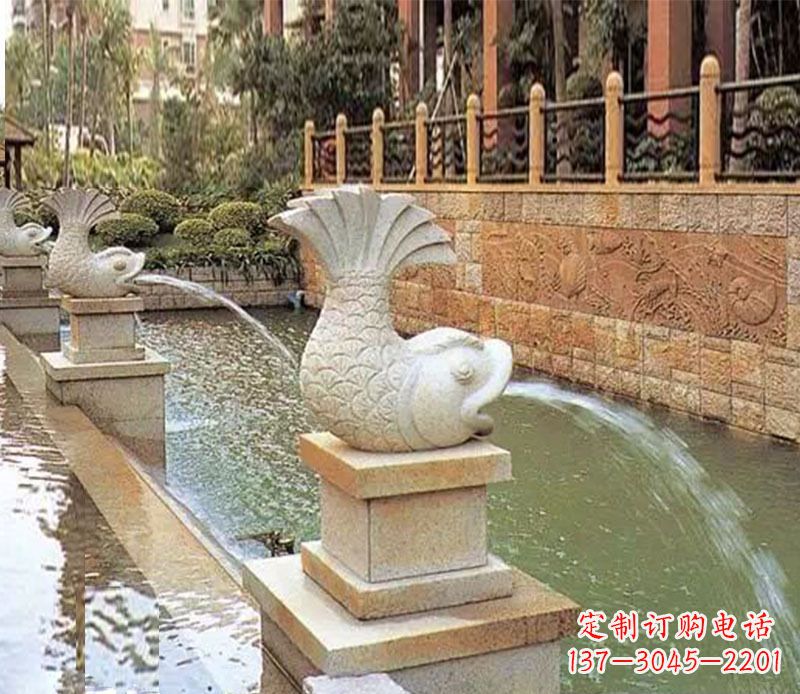 张家口园林鲤鱼喷泉景观石雕