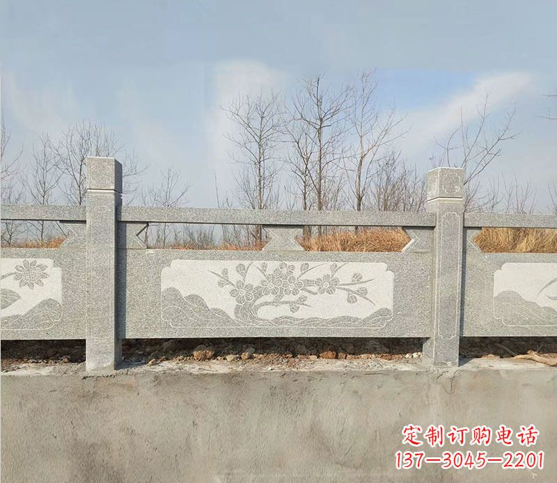 张家口园林梅花石浮雕栏板景观石雕