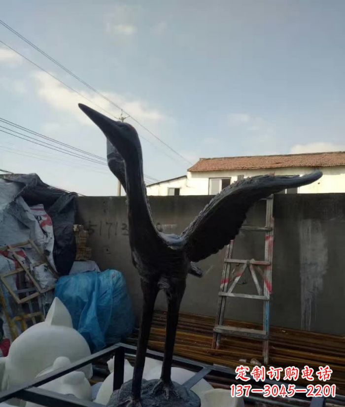 张家口展翅仙鹤铜雕 (2)