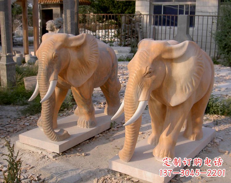 张家口招财石雕大象