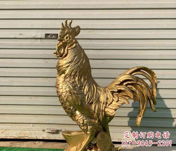 张家口招财元宝公鸡铜雕