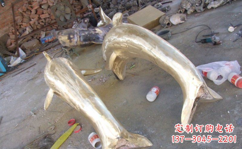张家口铸铜海豚公园动物铜雕